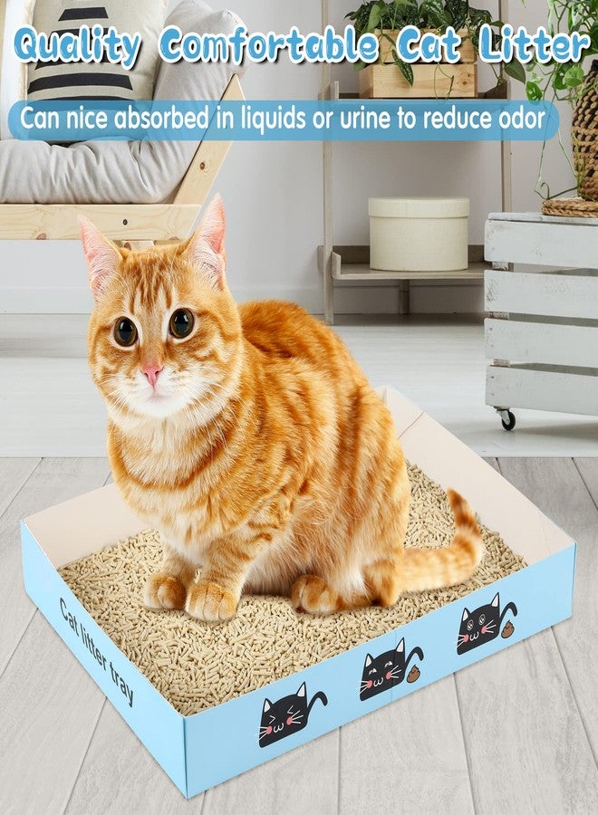 Amyhill 30 Pack Disposable Cat Litter Box Foldable Paper Kitty Tray 13.8x10x2 in Small Lightweight Cardboard Box Water Proof for Indoor Low Entry Easy Disposal Non Clumping Nice Absorption Portable (Blue) - Image 4
